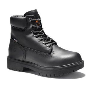 timberland pro 6" steel toe work boots in black leather - waterproof & insulated